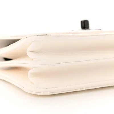 Chanel Trendy CC Wallet On Chain (WOC) Mini White Quilted Lambskin Leather Black Hardware