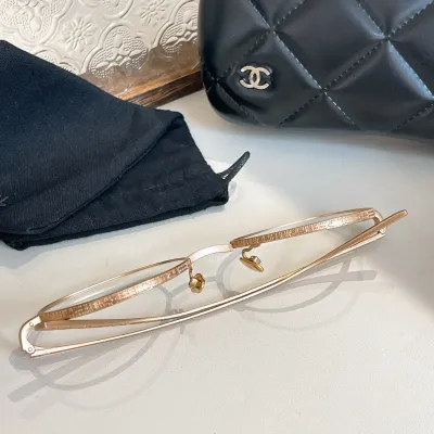 CHANEL round frame glasses light gold color SIZE50口19-140
