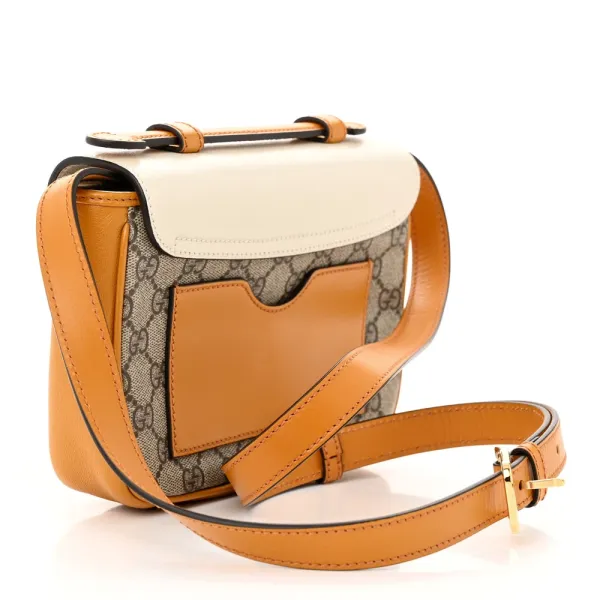 Gucci Mini Padlock Flap Pocket Shoulder Bag Beige / Mystic White / Sun Oil GG Supreme Monogram Canvas Gold Hardware - Image 3