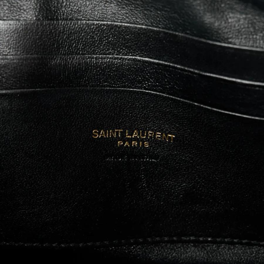 Saint Laurent Mini Lou Camera Bag Dark Natural Monogram Grain De Poudre Matelasse Leather Gold Hardware
