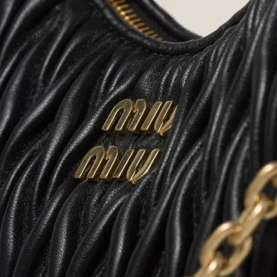 Miu Miu Matelassé Quilted Lambskin Leather Black Crossbody Bags