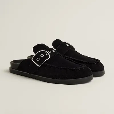 HERMES Key Mule Black Slippers