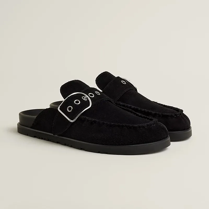 HERMES Key Mule Black Slippers