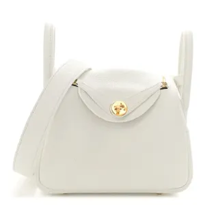 Hermès Mini Lindy 20 New White Taurillon Clemence Leather Gold Hardware