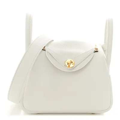 Hermès Mini Lindy 20 New White Taurillon Clemence Leather Gold Hardware