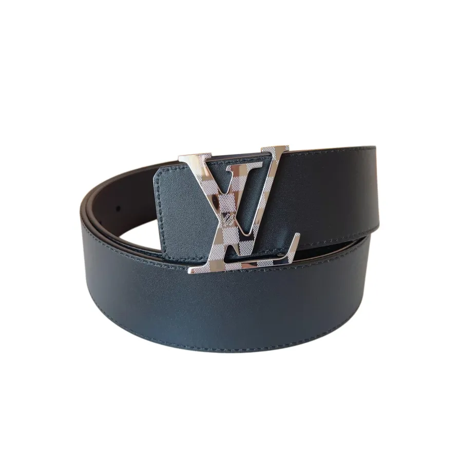 Louis Vuitton Men's Damier Buckle Reversible Belt In Black Calfskin With Gold/Silver Hardware 40mm