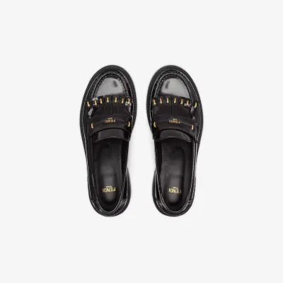 FENDI Black leather loafers
