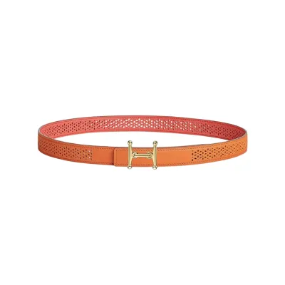 Hermès Women' s Rivage H Buckle Belt In Blue/Red/Orange/Black/Brown/Orange/Beige/Etoupe Calfskin With Gold/Silver Hardware 24mm