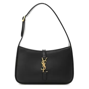 Saint Laurent Medium Le 5 À 7 Hobo Black Smooth Calfskin Leather Gold Hardware