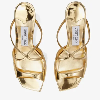 JIMMY CHOO metallic Sense of texture leather Muller shoes high-heeled slippers