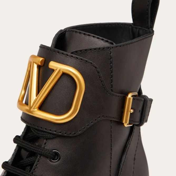 VALENTINO VLOGO SIGNATURE Calf leather Army Style ankle boots (heel height 7cm)