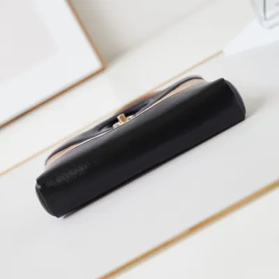 Chanel Quilted Lambskin Leather Black and Milk tea color Crossbody Bags