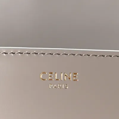 Celine Medium Triomphe Bag Pebble Shiny Calfskin Leather Gold Hardware