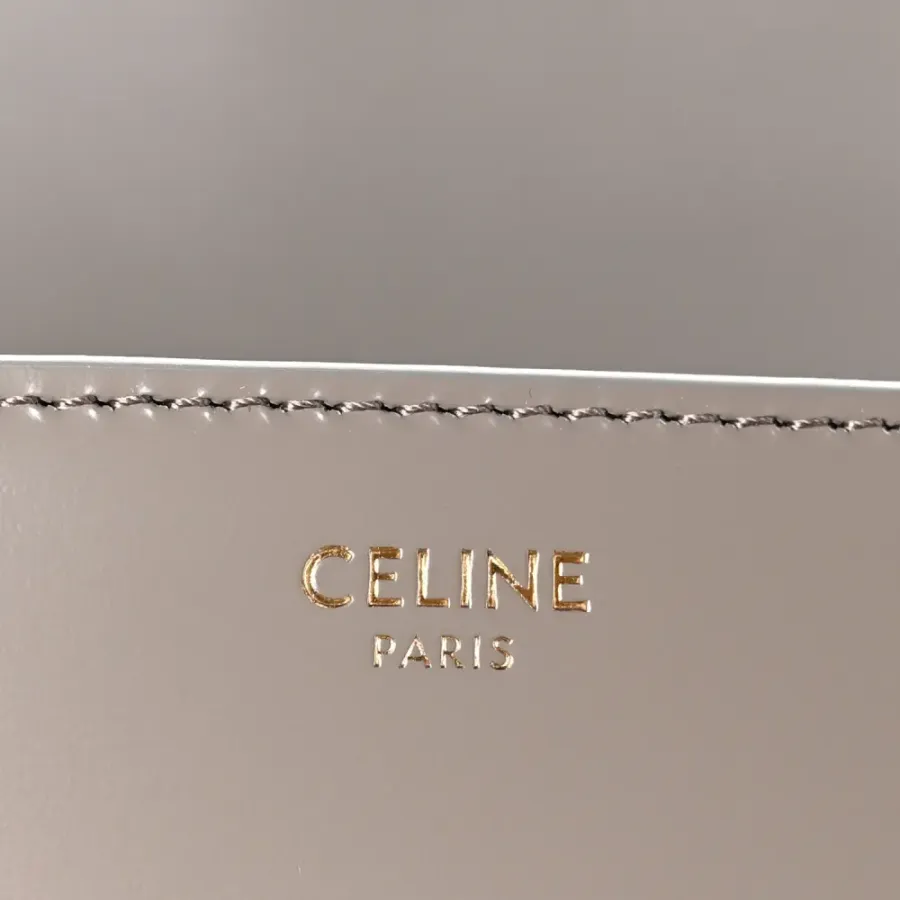 Celine Medium Triomphe Bag Pebble Shiny Calfskin Leather Gold Hardware