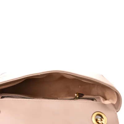 Gucci Small GG Marmont Shoulder Bag Porcelain Rose Calfskin Matelassé Leather Gold Hardware