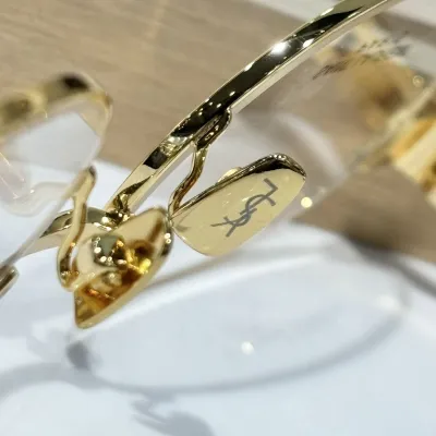 Saint Laurent round frame glasses gold/olive/brown/black color Size 55口19-145