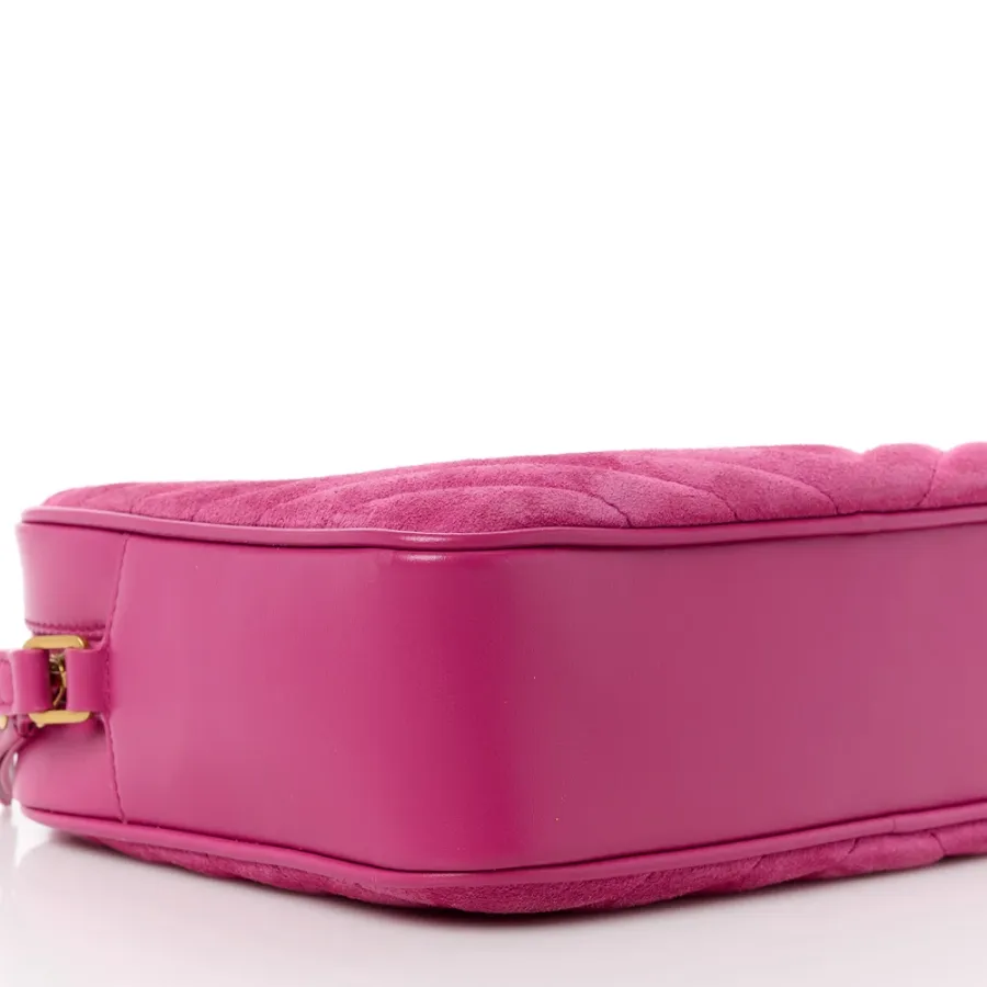 Saint Laurent Medium Lou Camera Bag Rose Monogram Suede Matelasse Leather Aged Gold Hardware