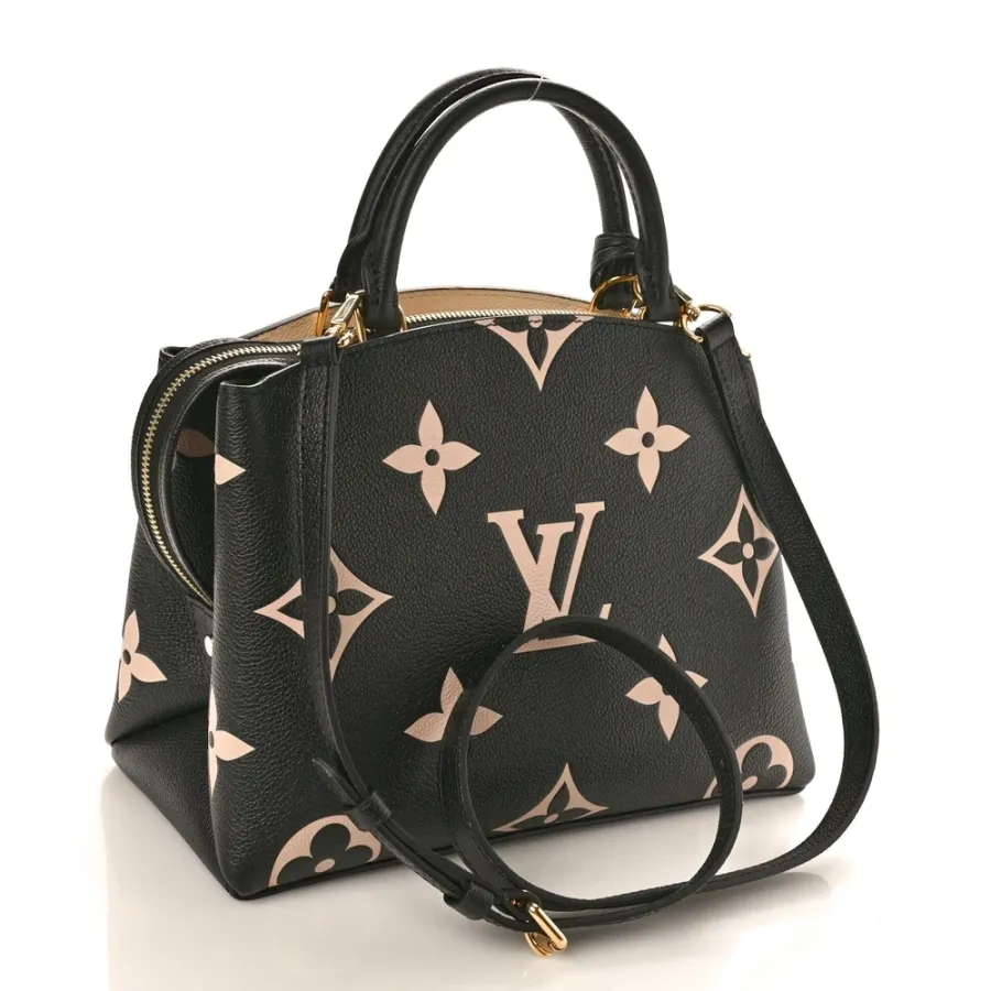 Louis Vuitton Petit Palais MM Black/Beige Giant Monogram Empreinte Leather Gold Hardware