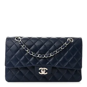 Designer Handbags | Blue Quilted Caviar Leather