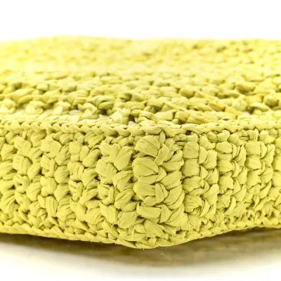 Prada Large Effect Crochet Logo Embroidered Tote Bag Cedro Yarn Raffia