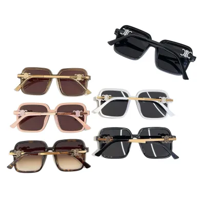 Celine square frame glasses white/rose gold/brown/black gold/black/leopard gold color Size 55口18-145