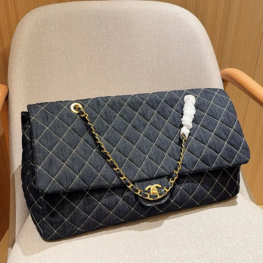 Chanel Denim color / Black Tote Bags 45cm Shoulder Bags