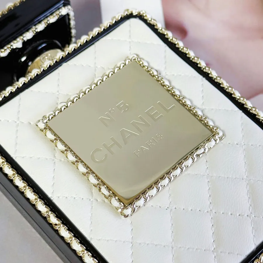 Chanel Perfume bottle leather White / Black crossbody bag