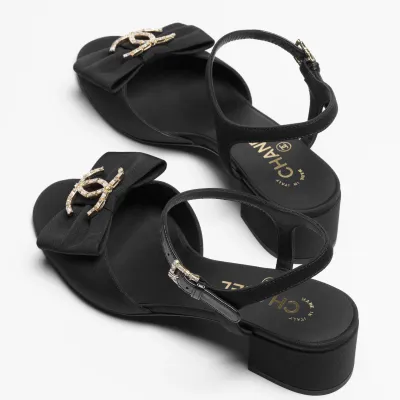 Chanel  velvet, rhinestone and metal Black sandals