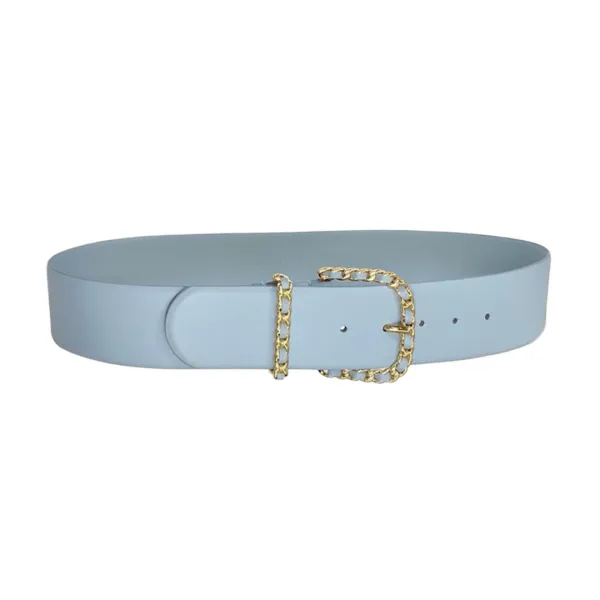 Chanel Chain Buckle Belt In Beige/Pink/Black/Blue Calfskin With Gold Hardware 50mm - Image 7