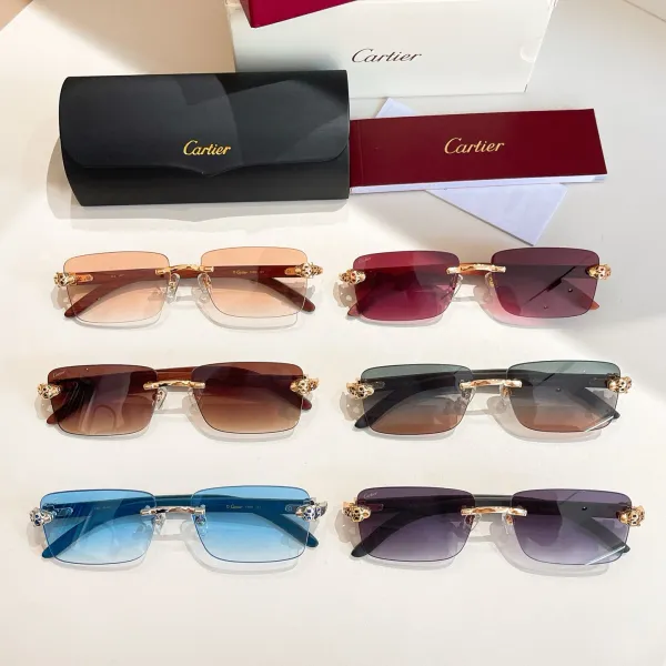 Cartier square frame glasses brown/green orange/red/eggplant/blue/apricot color Size 58口17-143 - Image 7