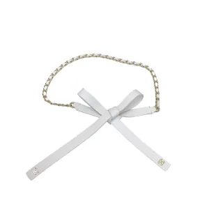 Chanel Women's Chain Belt In Black/White Lambskin With Gold/Silver Hardware