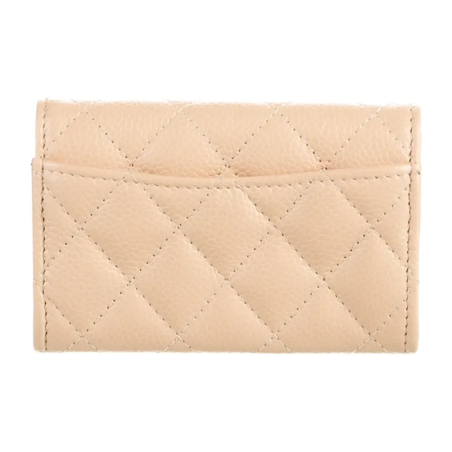 Chanel Small Interlocking CC Logo Wallet Neutrals Grained Calfskin Leather Gold Hardware