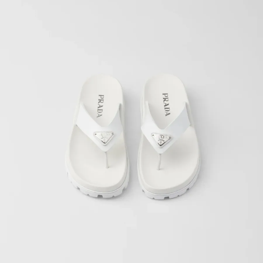 PRADA white rubber clip-toe sandals Slippers