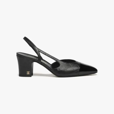 Chanel lambskin, calf patent leather, black Rear lace up high heels High Heels Sandal