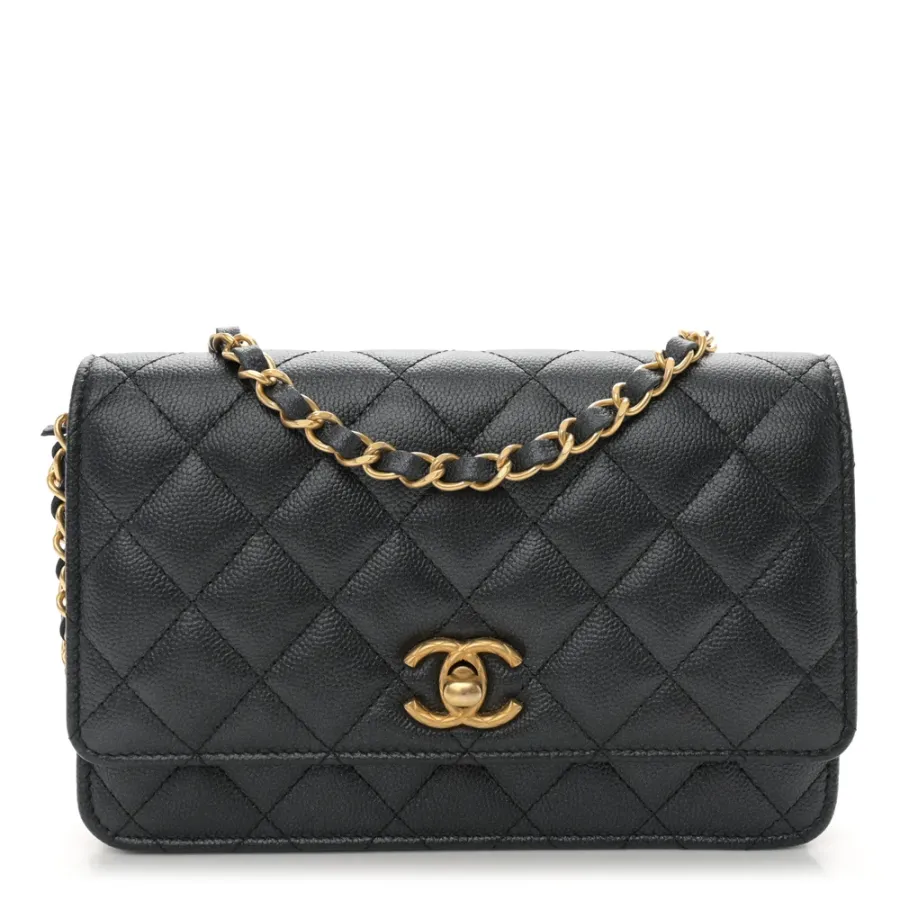 Chanel Quilted Wallet On Chain | Pearly Caviar   Gold