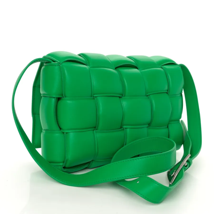 Bottega Veneta Maxi Intreccio Padded Cassette Crossbody Bag Parakeet Nappa Leather Silver Hardware