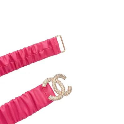 Chanel Women's CC Various Buckles Belt In Pink Lambskin With Gold/Silver Hardware 30mm