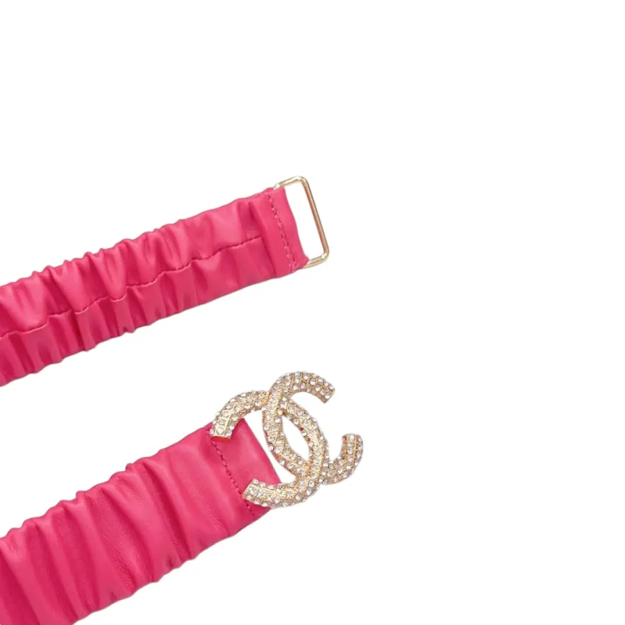 Chanel Women's CC Various Buckles Belt In Pink Lambskin With Gold/Silver Hardware 30mm