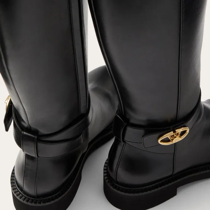 VALENTINO VLOGO LOCKER Calf leather boots (heel height 4cm)