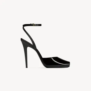Yves Saint Laurent Black patent leather sandals with high heels