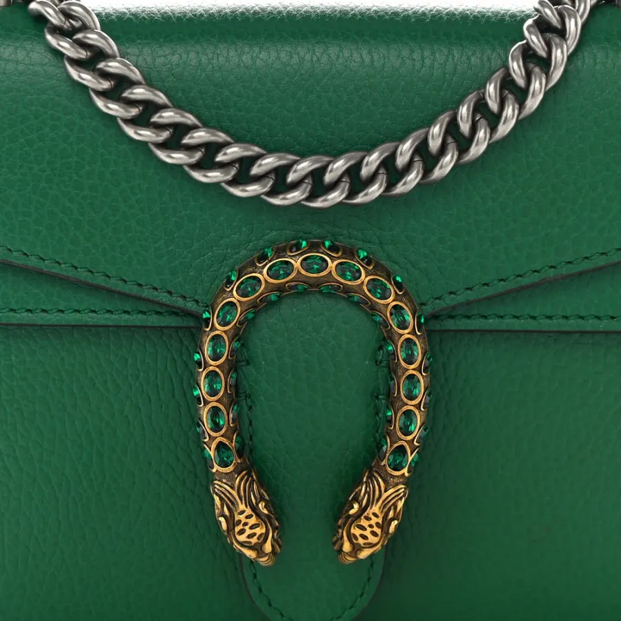 Gucci Mini Dionysus Shoulder Bag Emerald Calfskin Leather Aged Silver Hardware