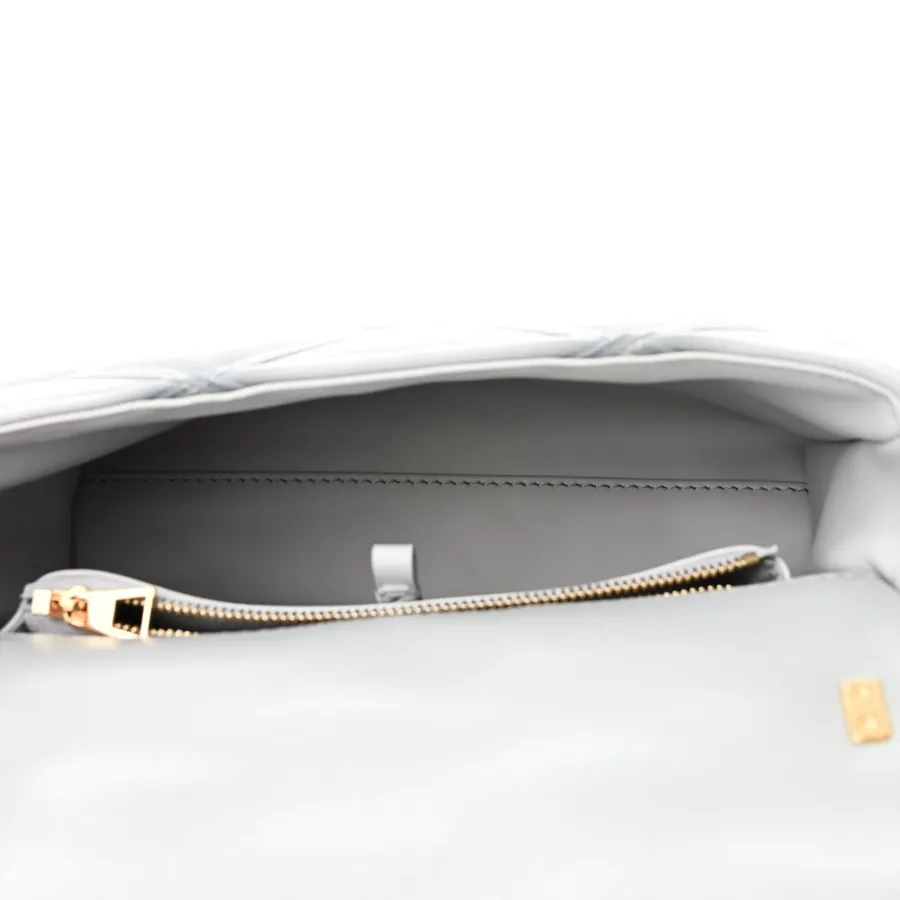 Louis Vuitton Malletage Top Handle GO-14 MM Ecume Grey Lambskin Leather Gold Hardware