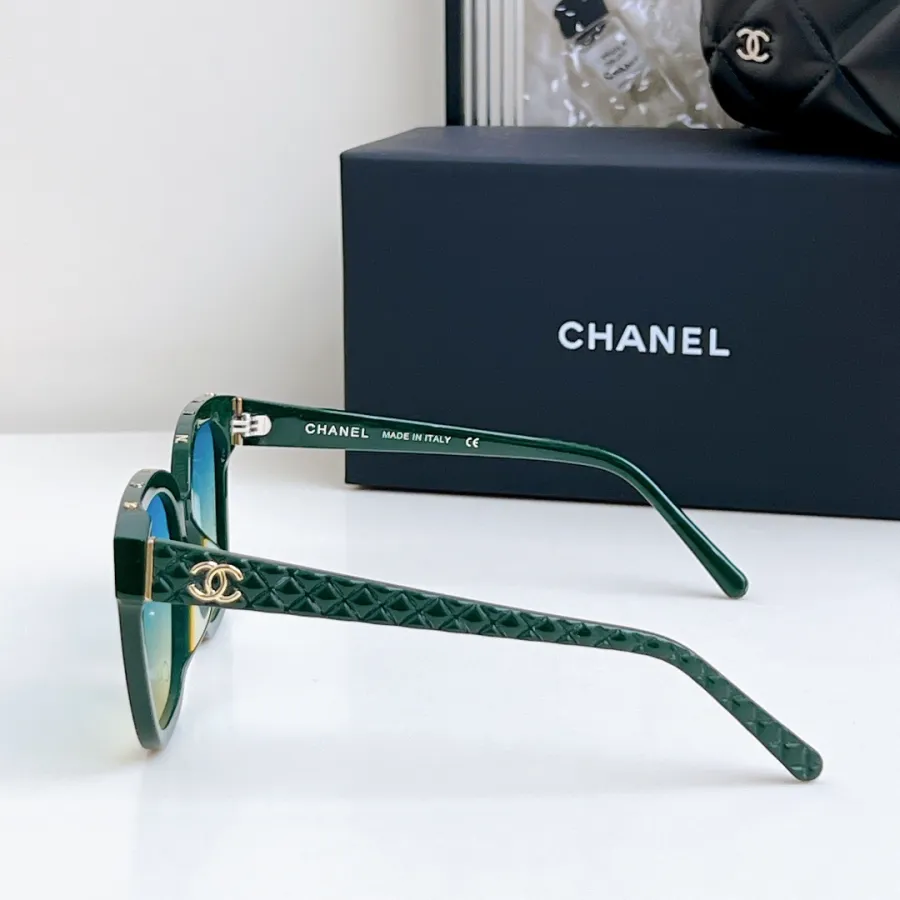 CHANEL square frame glasses blue-green gradient/black color size 65-16-145