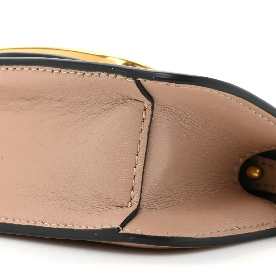 Valentino Garavani Micro VLogo Locò Shoulder Bag Poudre Calfskin Leather Gold Hardware