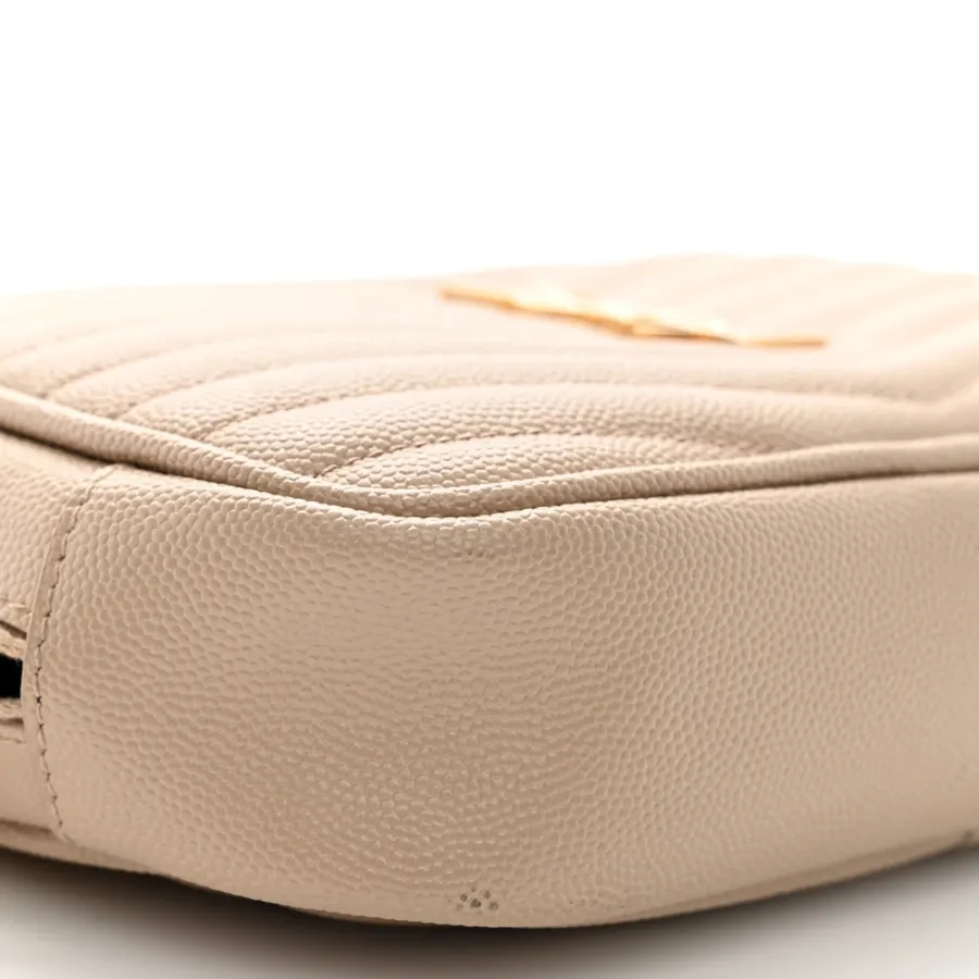Saint Laurent Mini Lou Camera Bag Dark Beige Monogram Grain De Poudre Matelasse Leather Gold Hardware