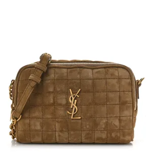 Saint Laurent Mini Camera Bag Golden Leaf Quilted Monogram Suede & Calfskin Leather Gold Hardware