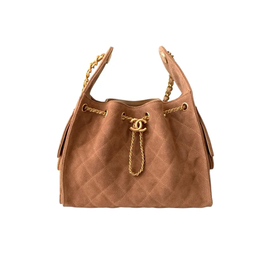 Chanel khaki / Elephant Grey  Abrasive Sand Leather Shoulder Bags