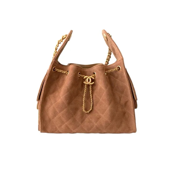 Chanel khaki / Elephant Grey Abrasive Sand Leather Shoulder Bags