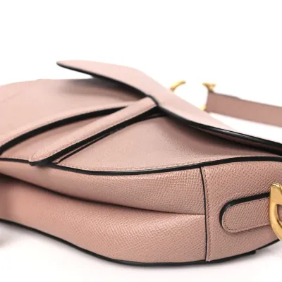 Dior Medium Saddle Bag Fard Grained Calfskin Leather Gold Hardware