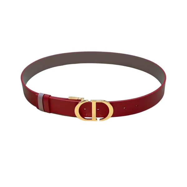 Dior Women' s 30 Montaigne Buckle Reversible Belt In White/Black/Red/Khaki Calfskin With Gold/Silver Hardware 35mm - Image 5